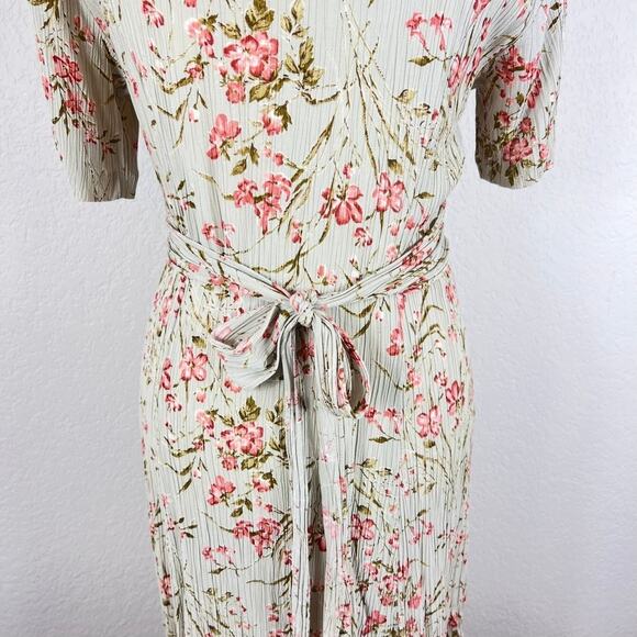 Vintage Rabbit Rabbit Designs Dress 12 S/M Floral Stretch Crinkle Rayon Maxi USA - Picture 6 of 13